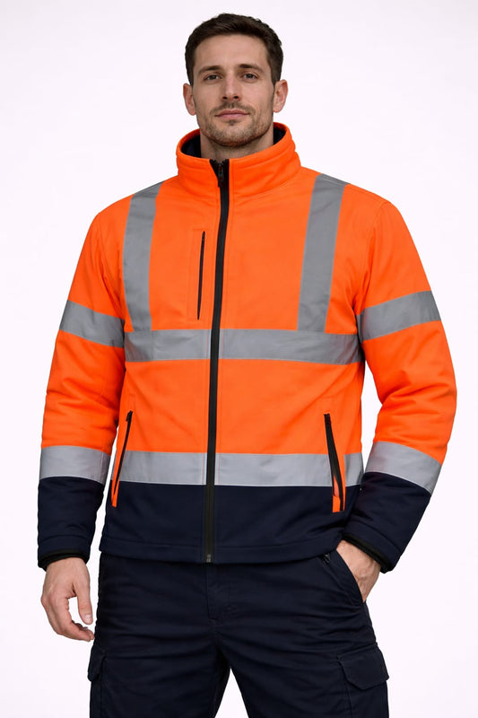 Men's Hi Vis Waterproof Work Jacket | Reflective High Visibility Safety Coat