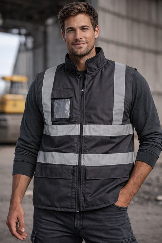 Hi Vis Body Warmer - Fleece Lined High Visibility Safety Gilet Reflective Workwear for Construction & Outdoor Jobs