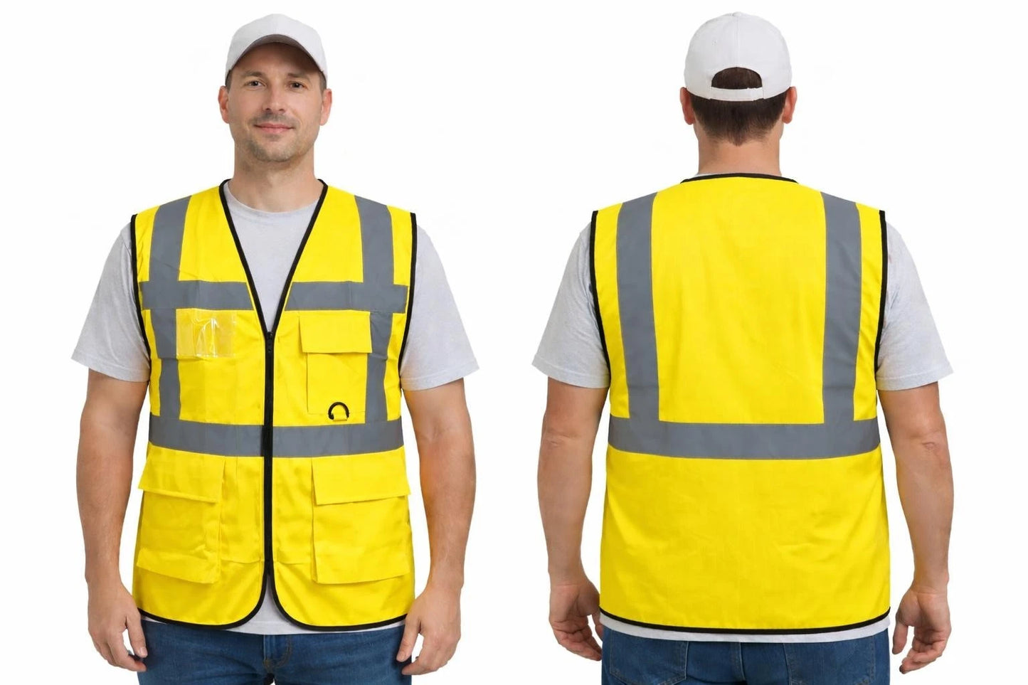 High Visibility Zip Vest Reflective Safety Waistcoat | Hi Vis Work Vest  Zip/Velcro