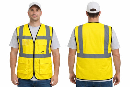 High Visibility Zip Vest Reflective Safety Waistcoat | Hi Vis Work Vest  Zip/Velcro