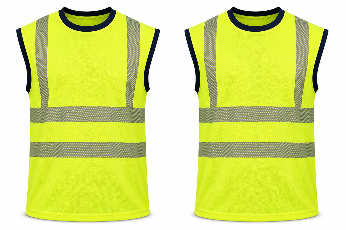 Hi Vis Yellow Sleeveless Reflective Safety Shirt – Breathable Mesh Vest – Packs of 2, 4 & 6 – S to 5XL