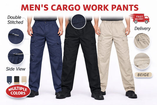 Men's Cargo Work Trousers Elastic Waist | MIAN Multi Pocket Work Pants