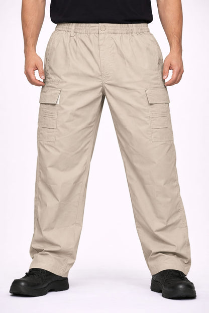 Men's Cargo Work Trousers Elastic Waist | MIAN Multi Pocket Work Pants