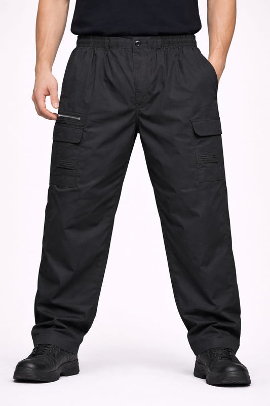 Men's Cargo Work Trousers Elastic Waist | MIAN Multi Pocket Work Pants