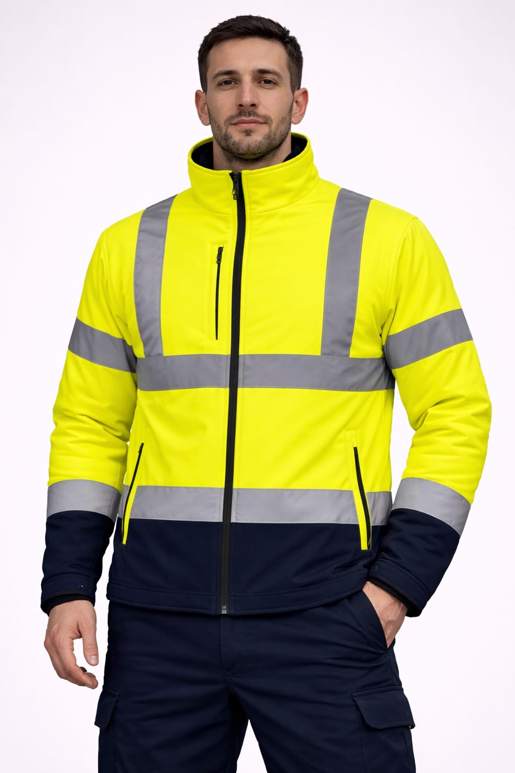 Men's Hi Vis Waterproof Work Jacket | Reflective High Visibility Safety Coat