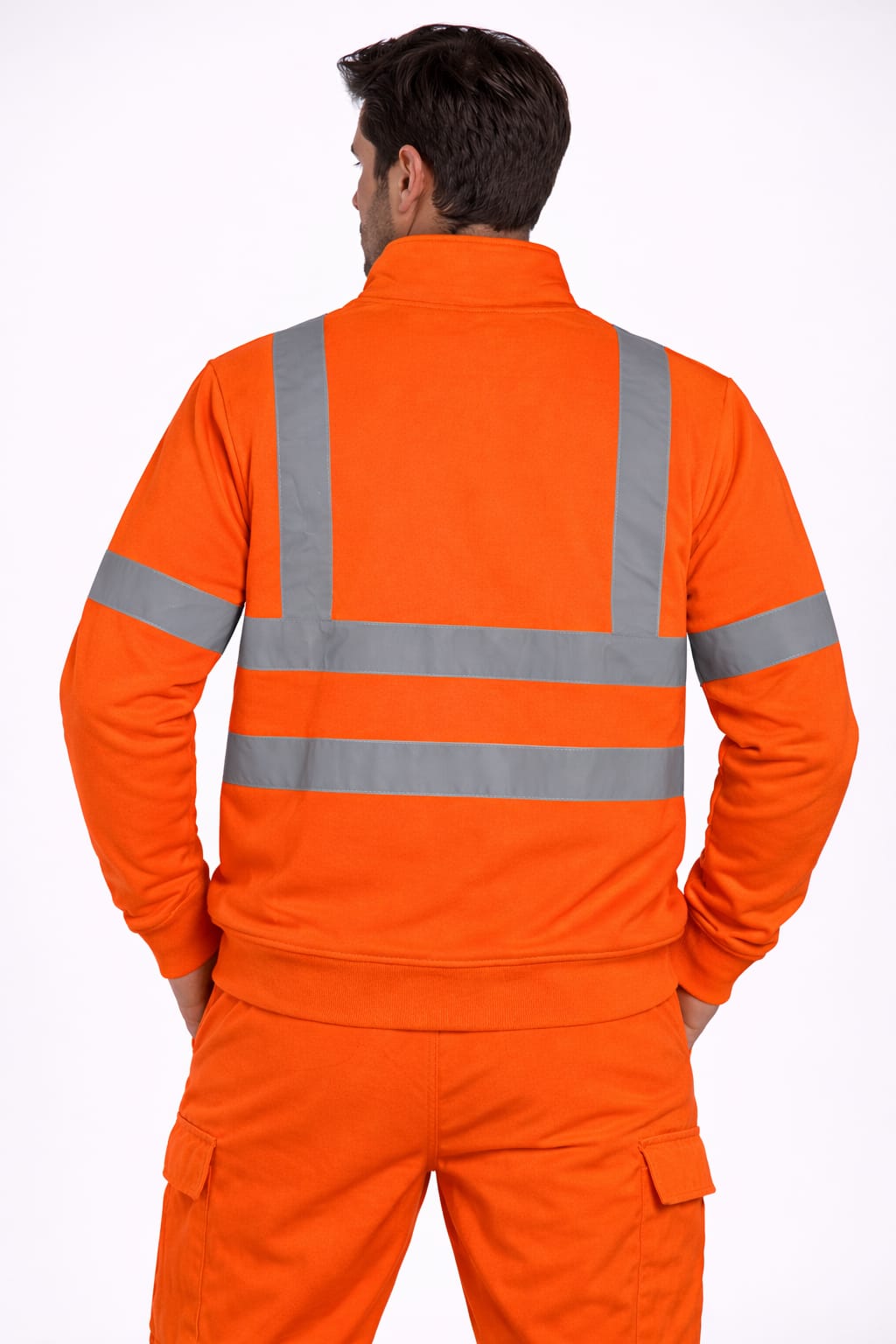 Men's Hi Vis Sweatshirt Half Zip Fleece Jumper | Reflective Safety Workwear