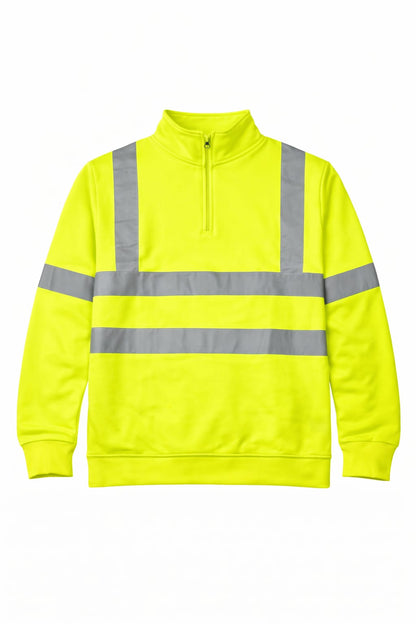Men's Hi Vis Sweatshirt Half Zip Fleece Jumper | Reflective Safety Workwear
