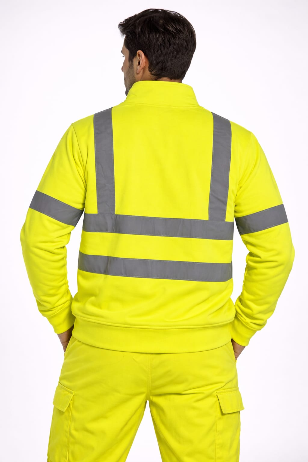 Men's Hi Vis Sweatshirt Half Zip Fleece Jumper | Reflective Safety Workwear