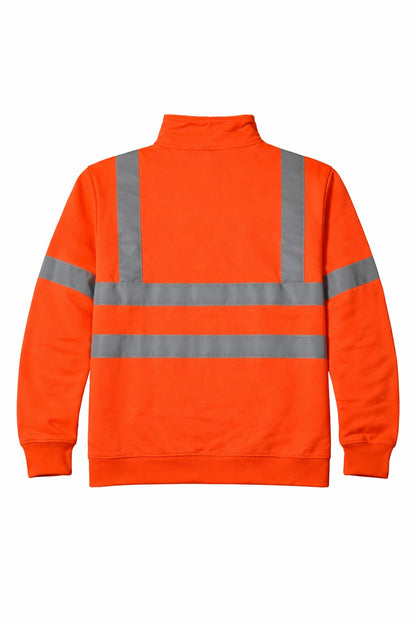 Men's Hi Vis Sweatshirt Half Zip Fleece Jumper | Reflective Safety Workwear