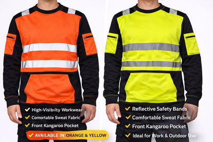 Men's Hi Vis Work Sweatshirt | Reflective Jumper with Pockets