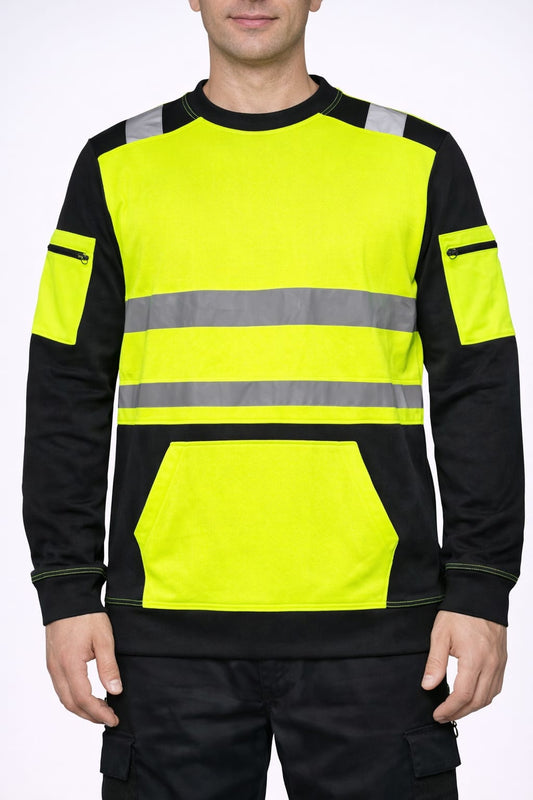 Men's Hi Vis Work Sweatshirt | Reflective Jumper with Pockets