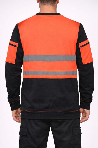 Men's Hi Vis Work Sweatshirt | Reflective Jumper with Pockets