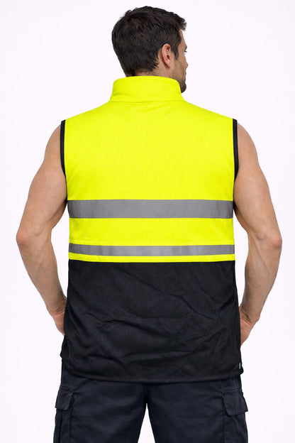 Men's Hi Vis Softshell Bodywarmer Gilet Full Zip | Reflective High Visibility Work Vest