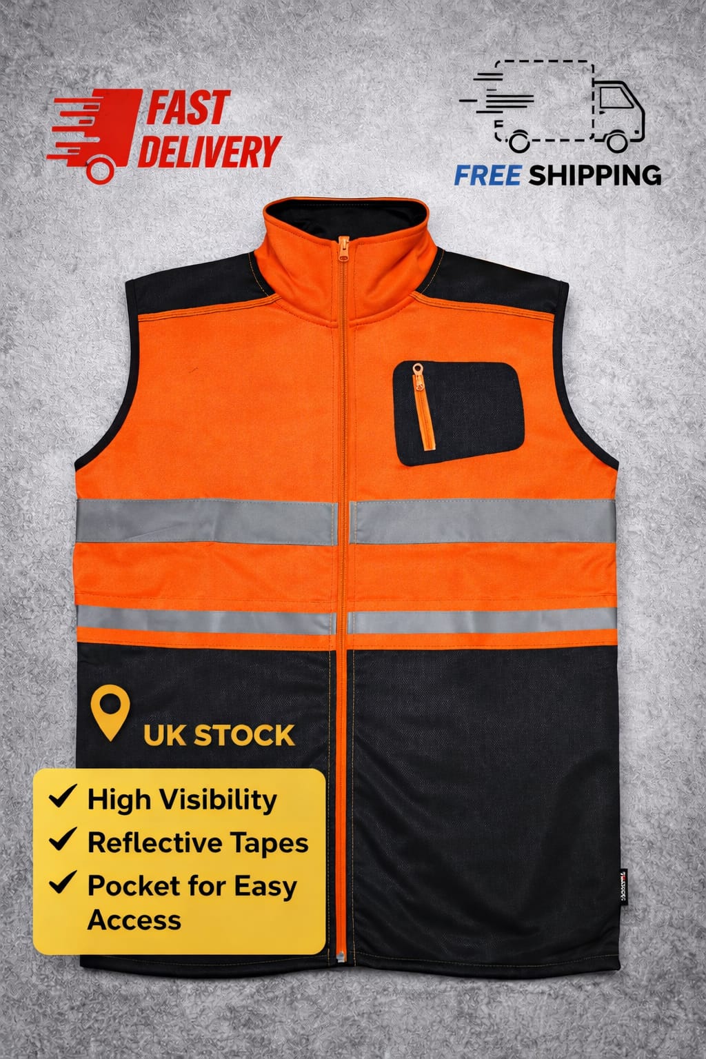 Men's Hi Vis Softshell Bodywarmer Gilet Full Zip | Reflective High Visibility Work Vest