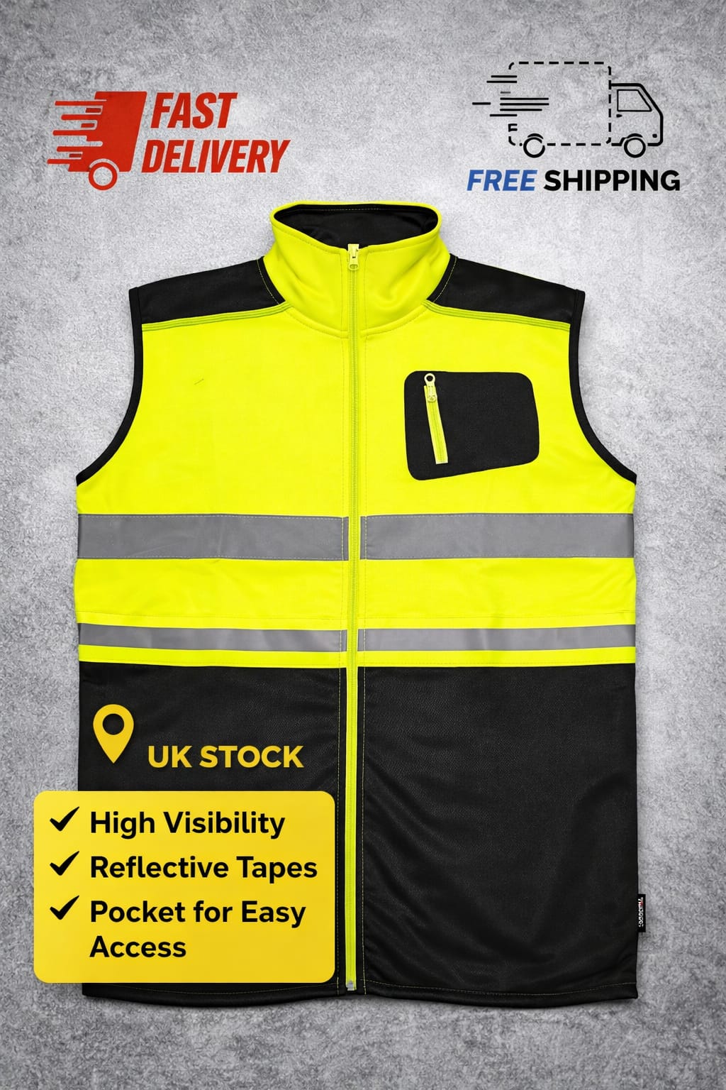 Men's Hi Vis Softshell Bodywarmer Gilet Full Zip | Reflective High Visibility Work Vest