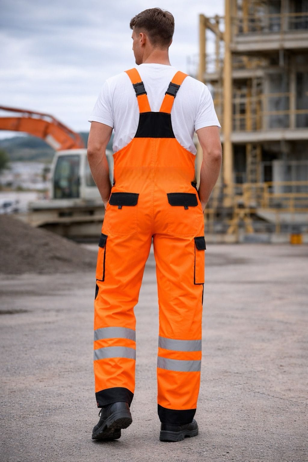 Men's Hi Vis Bib and Brace Trousers | High Visibility Reflective Safety Overalls