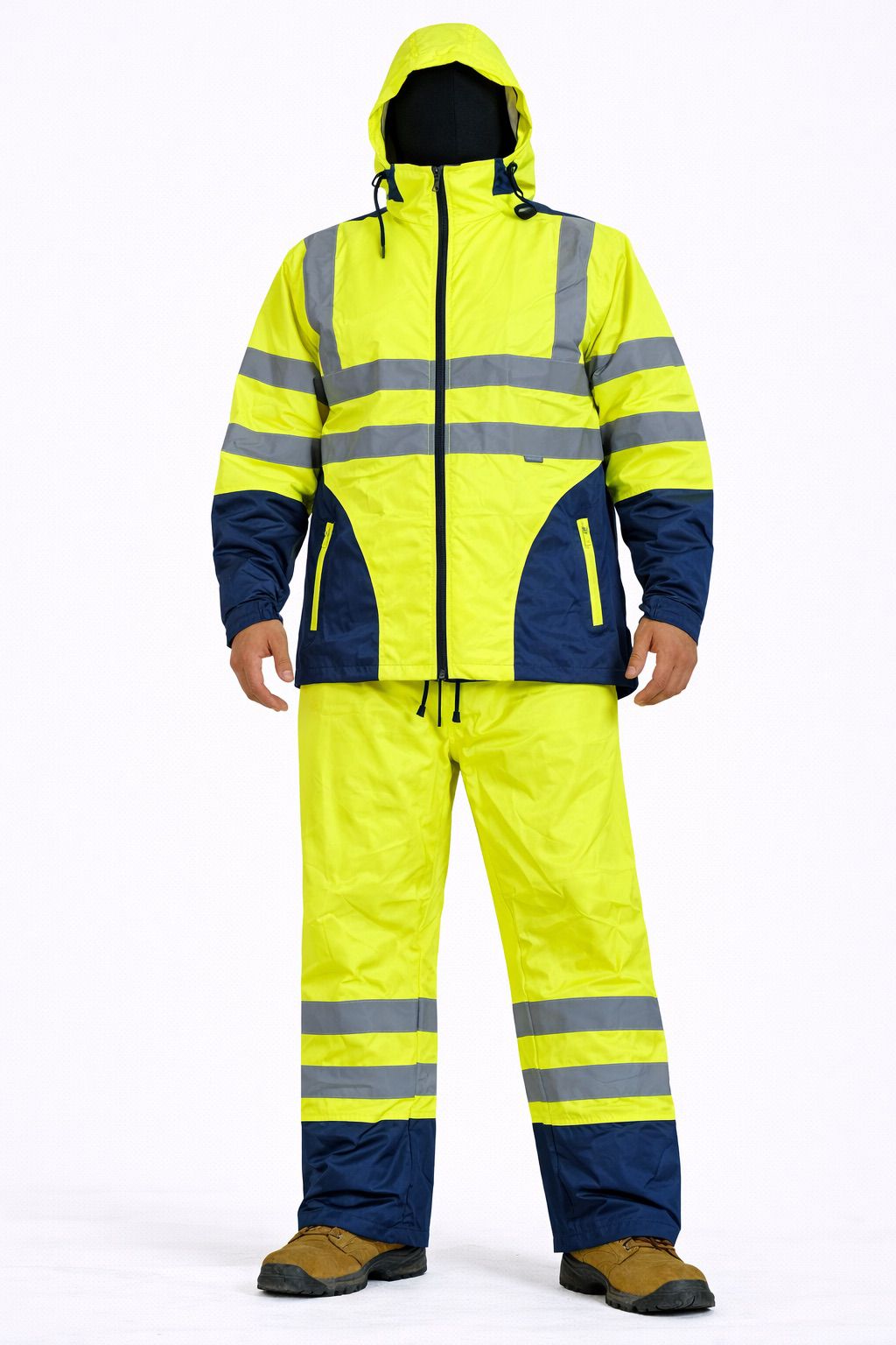 Men's Hi Vis Waterproof Workwear Suit Jacket & Trousers | Reflective Safety Set