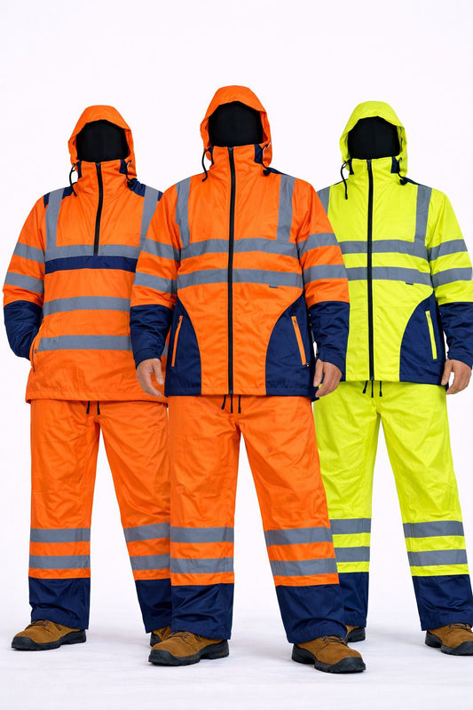 Men's Hi Vis Waterproof Workwear Suit Jacket & Trousers | Reflective Safety Set