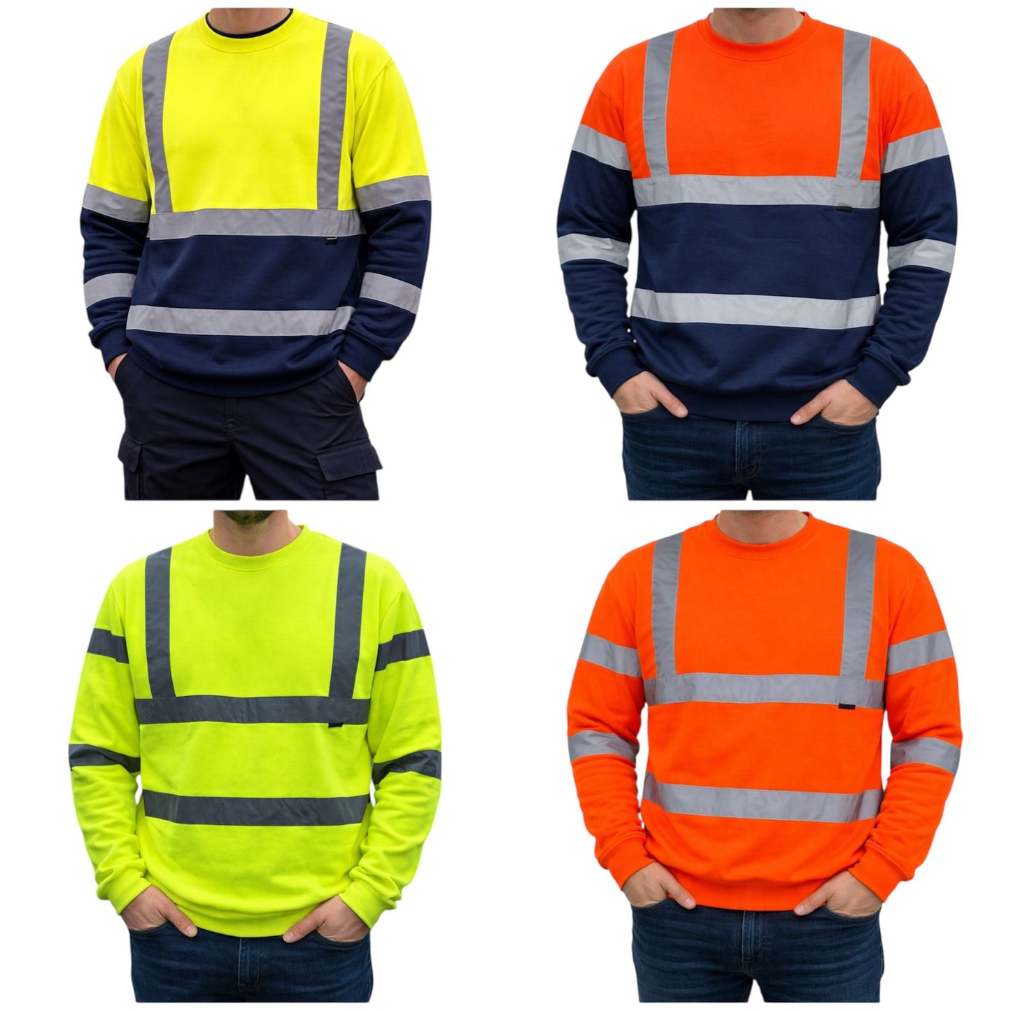 Hi Vis Fleece Sweatshirt - High Visibility Safety Workwear Jumper for Construction & Outdoor Jobs