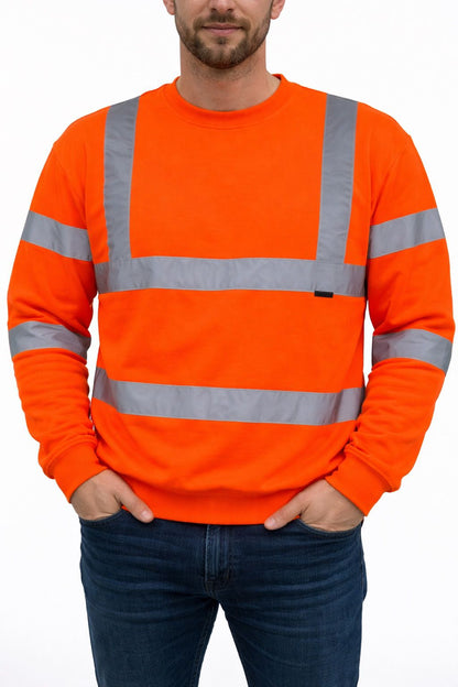 Hi Vis Fleece Sweatshirt - High Visibility Safety Workwear Jumper for Construction & Outdoor Jobs