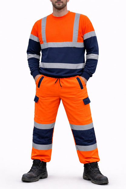 Hi Vis Tracksuit Set - High Visibility Sweatshirt and Pants Safety Workwear for Construction & Outdoor Jobs