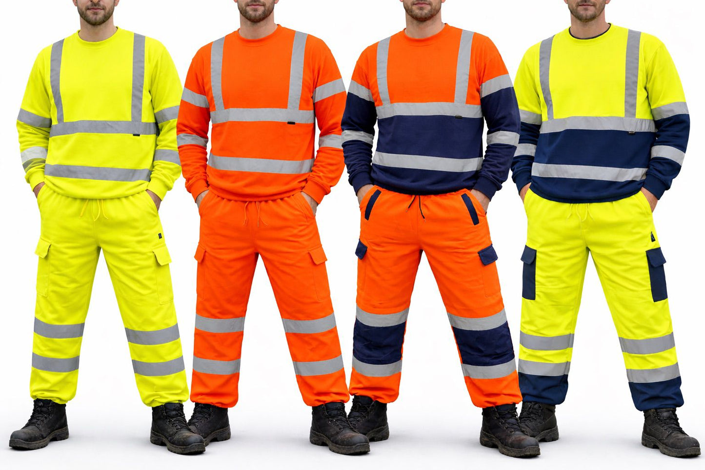 Hi Vis Tracksuit Set - High Visibility Sweatshirt and Pants Safety Workwear for Construction & Outdoor Jobs