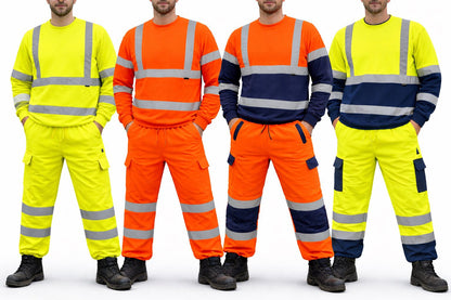 Hi Vis Tracksuit Set - High Visibility Sweatshirt and Pants Safety Workwear for Construction & Outdoor Jobs
