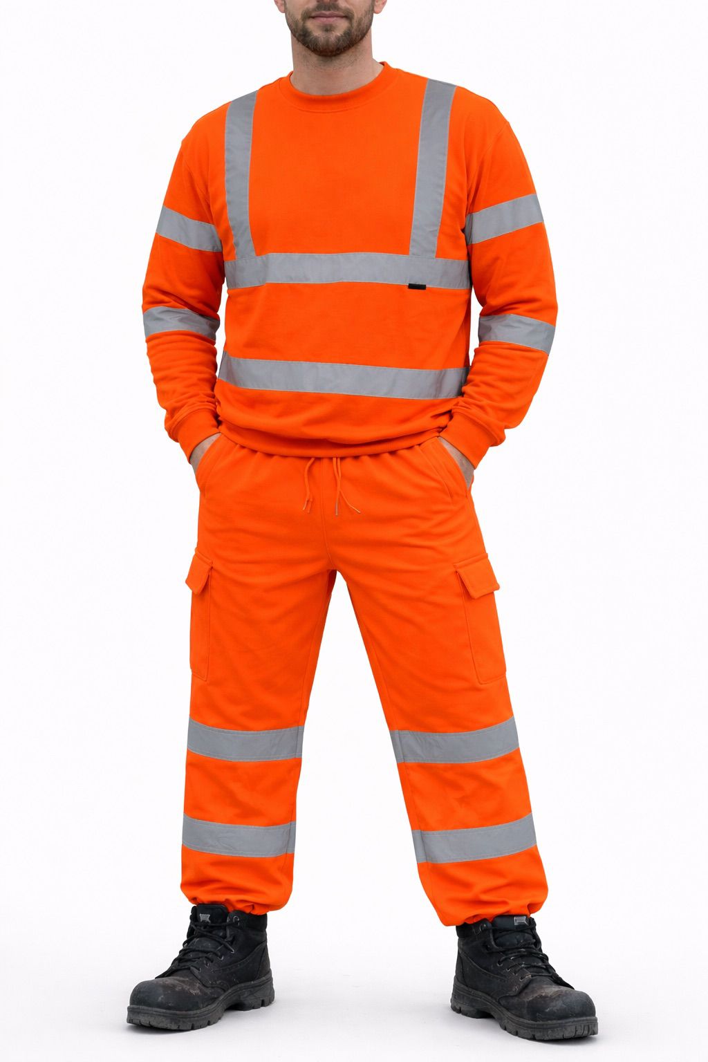 Hi Vis Tracksuit Set - High Visibility Sweatshirt and Pants Safety Workwear for Construction & Outdoor Jobs