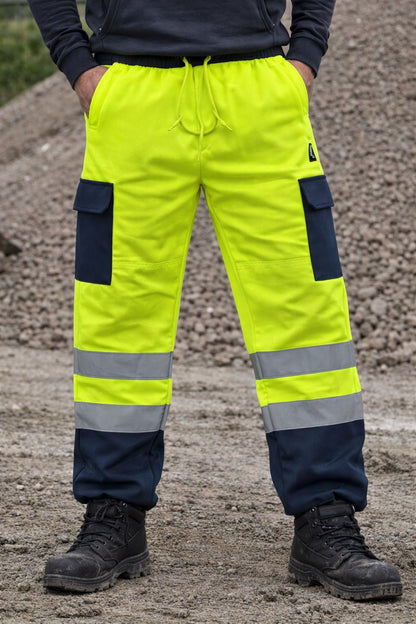 Hi Vis Fleece Joggers - High Visibility Reflective Work Trousers Safety Jogging Bottoms