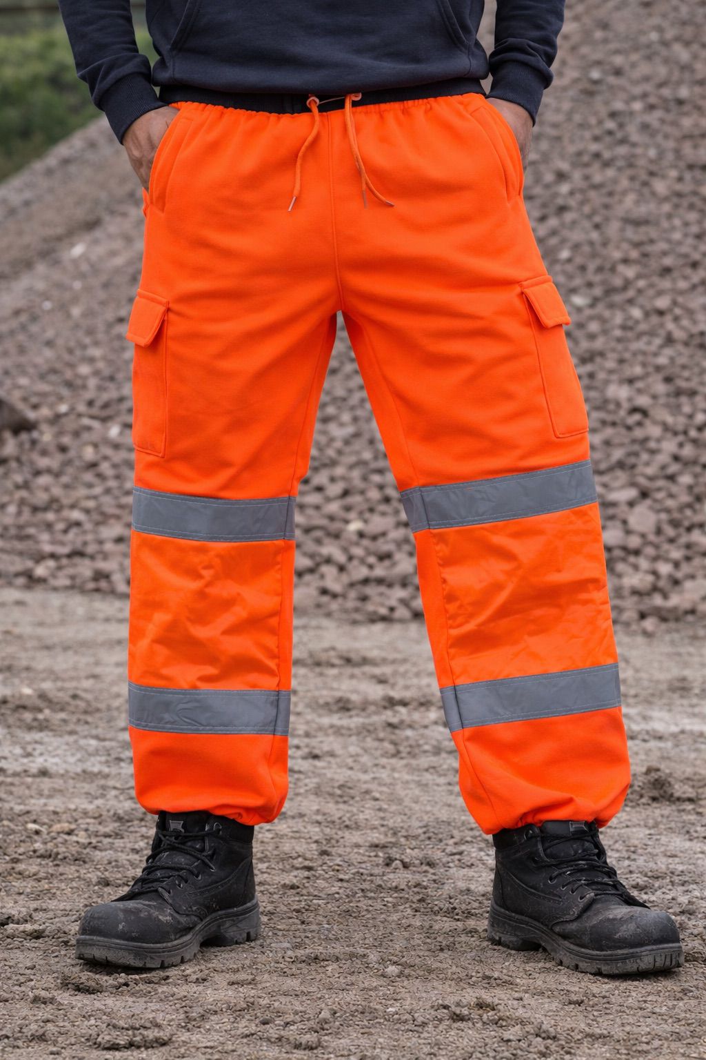 Hi Vis Fleece Joggers - High Visibility Reflective Work Trousers Safety Jogging Bottoms
