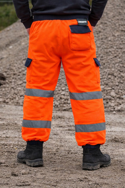Hi Vis Fleece Joggers - High Visibility Reflective Work Trousers Safety Jogging Bottoms