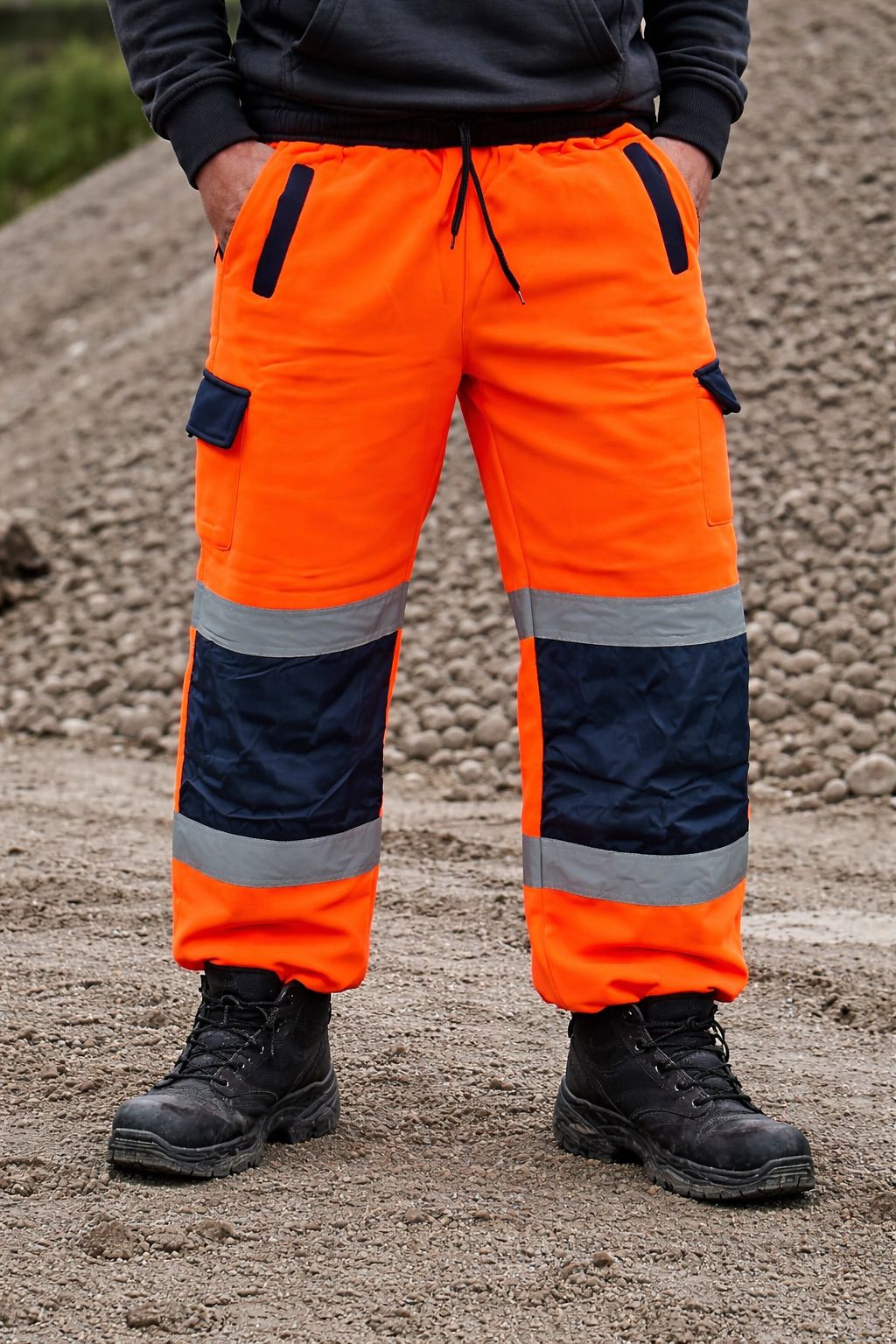Hi Vis Fleece Joggers - High Visibility Reflective Work Trousers Safety Jogging Bottoms