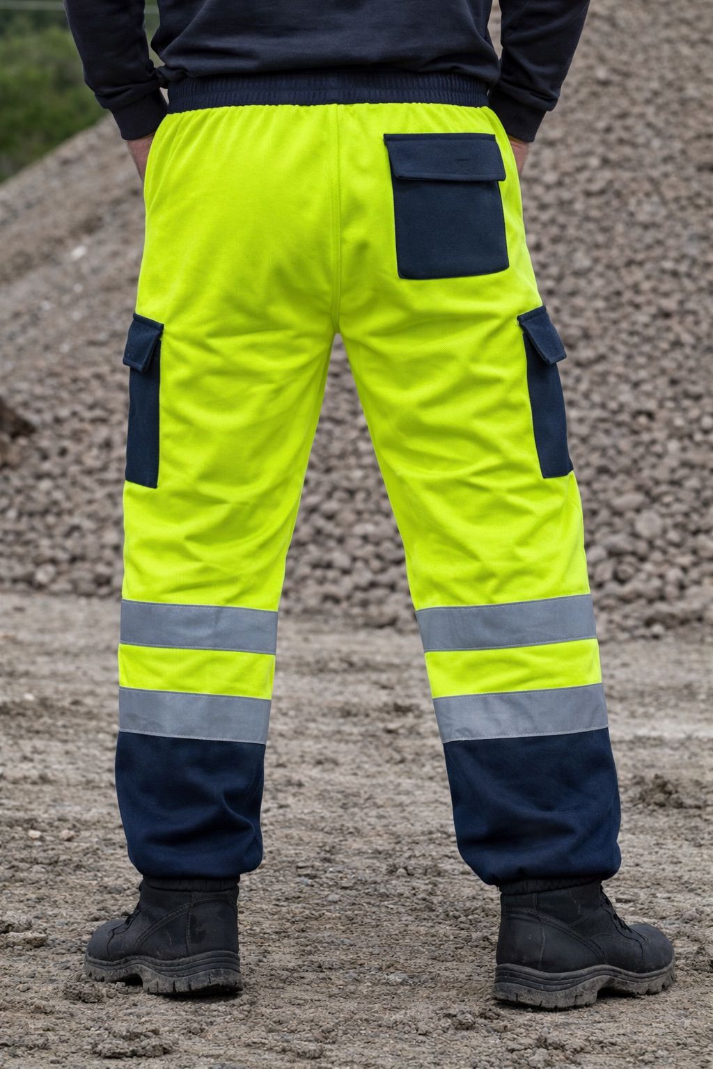Hi Vis Fleece Joggers - High Visibility Reflective Work Trousers Safety Jogging Bottoms