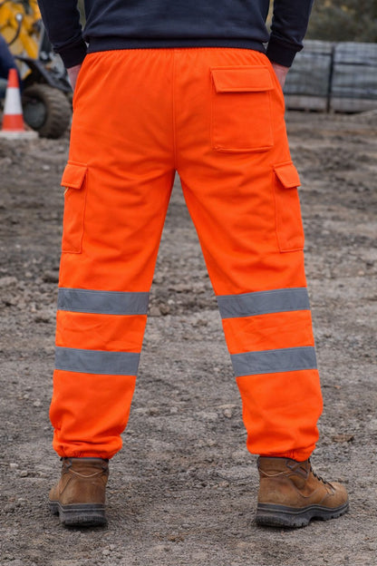 Hi Vis Fleece Joggers - High Visibility Reflective Work Trousers Safety Jogging Bottoms