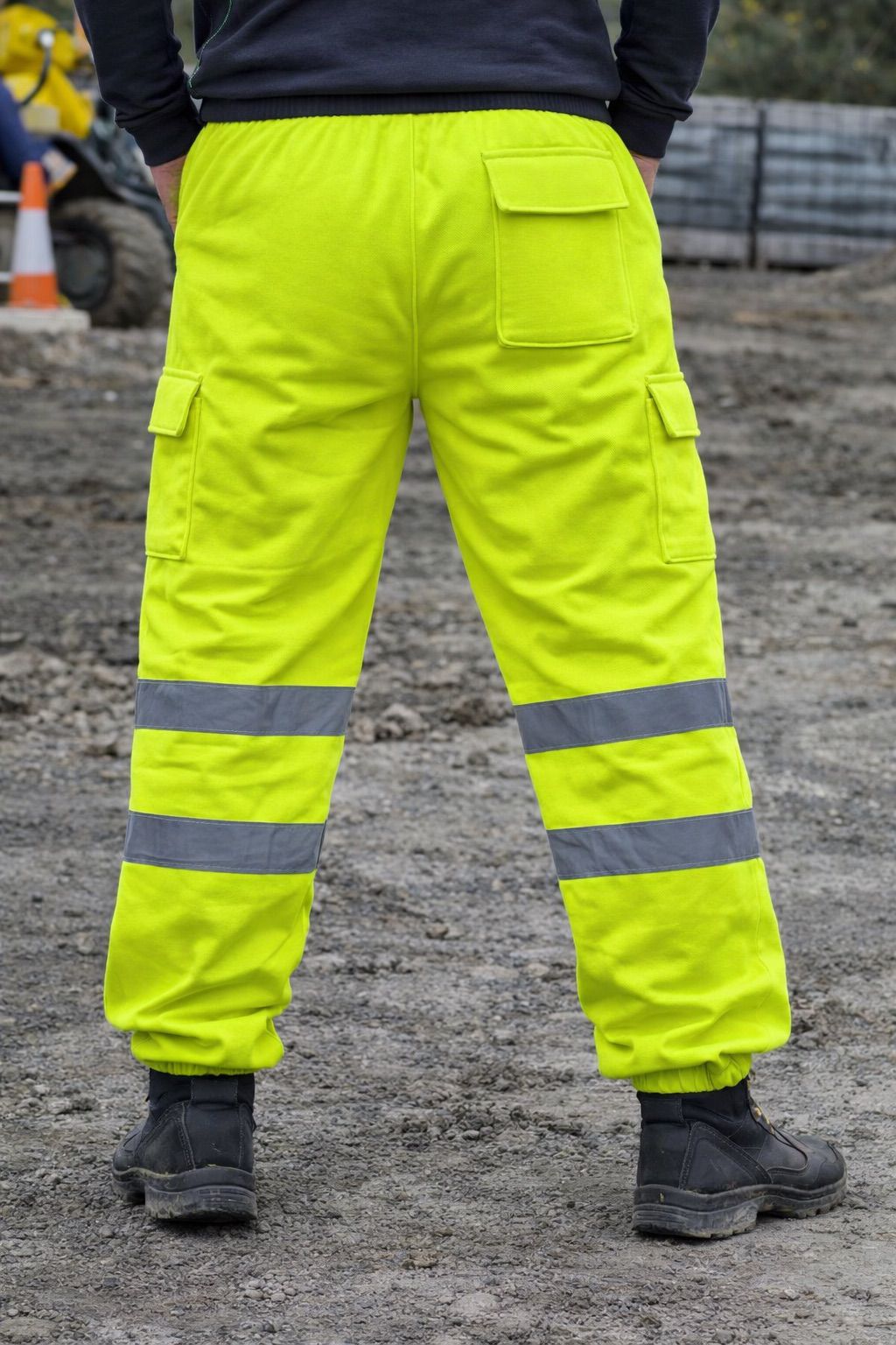 Hi Vis Fleece Joggers - High Visibility Reflective Work Trousers Safety Jogging Bottoms