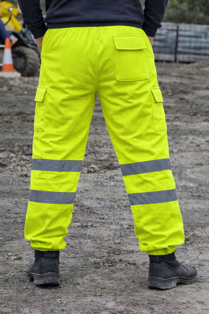 Hi Vis Fleece Joggers - High Visibility Reflective Work Trousers Safety Jogging Bottoms