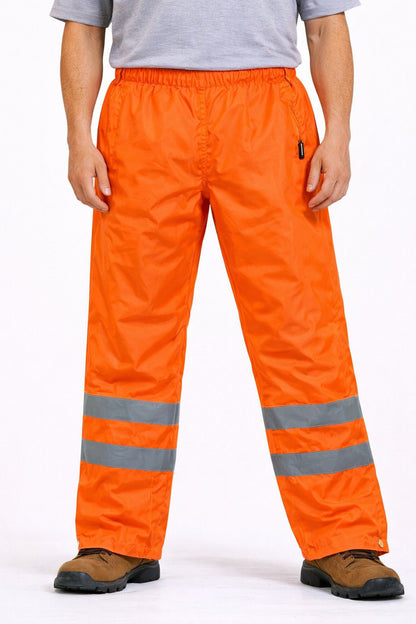 Waterproof Hi Vis Rain Trousers - High Visibility Reflective Safety Work Pants Windproof for Construction & Outdoor Use