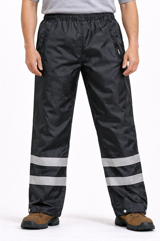 Waterproof Hi Vis Rain Trousers - High Visibility Reflective Safety Work Pants Windproof for Construction & Outdoor Use