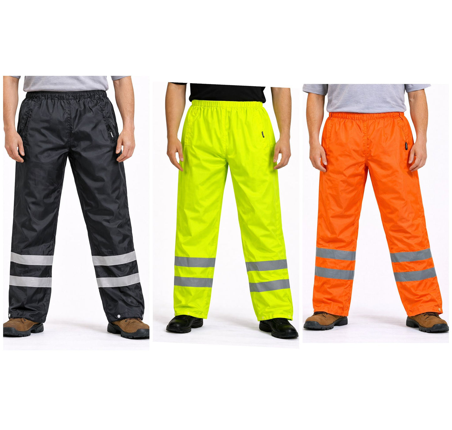 Waterproof Hi Vis Rain Trousers - High Visibility Reflective Safety Work Pants Windproof for Construction & Outdoor Use