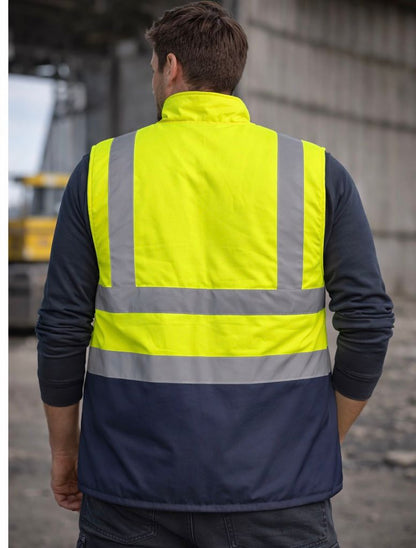 Hi Vis Body Warmer - Fleece Lined High Visibility Safety Gilet Reflective Workwear for Construction & Outdoor Jobs
