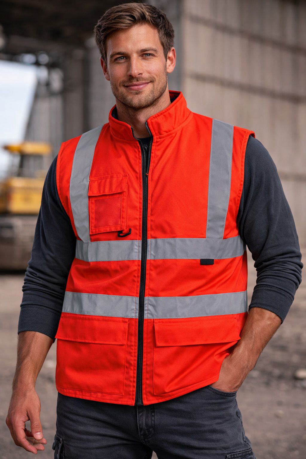 Hi Vis Body Warmer - Fleece Lined High Visibility Safety Gilet Reflective Workwear for Construction & Outdoor Jobs