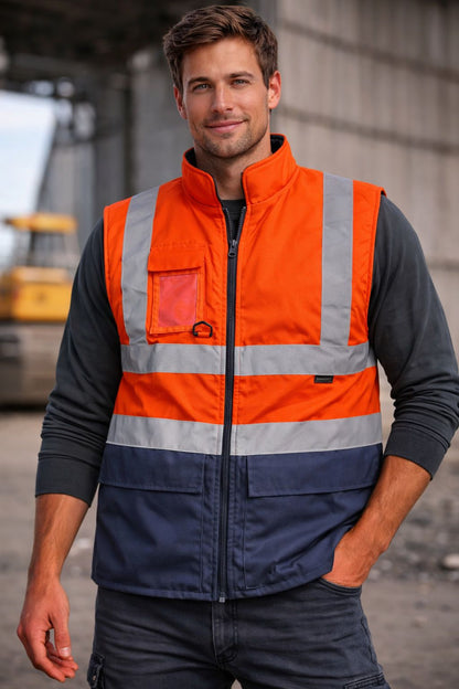 Hi Vis Body Warmer - Fleece Lined High Visibility Safety Gilet Reflective Workwear for Construction & Outdoor Jobs