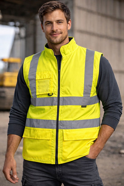 Hi Vis Body Warmer - Fleece Lined High Visibility Safety Gilet Reflective Workwear for Construction & Outdoor Jobs