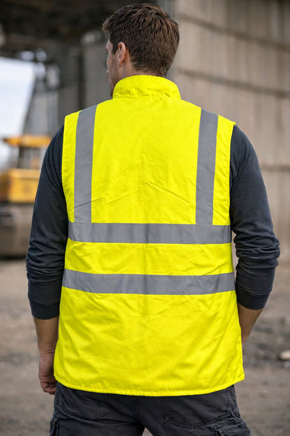 Hi Vis Body Warmer - Fleece Lined High Visibility Safety Gilet Reflective Workwear for Construction & Outdoor Jobs