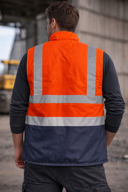 Hi Vis Body Warmer - Fleece Lined High Visibility Safety Gilet Reflective Workwear for Construction & Outdoor Jobs