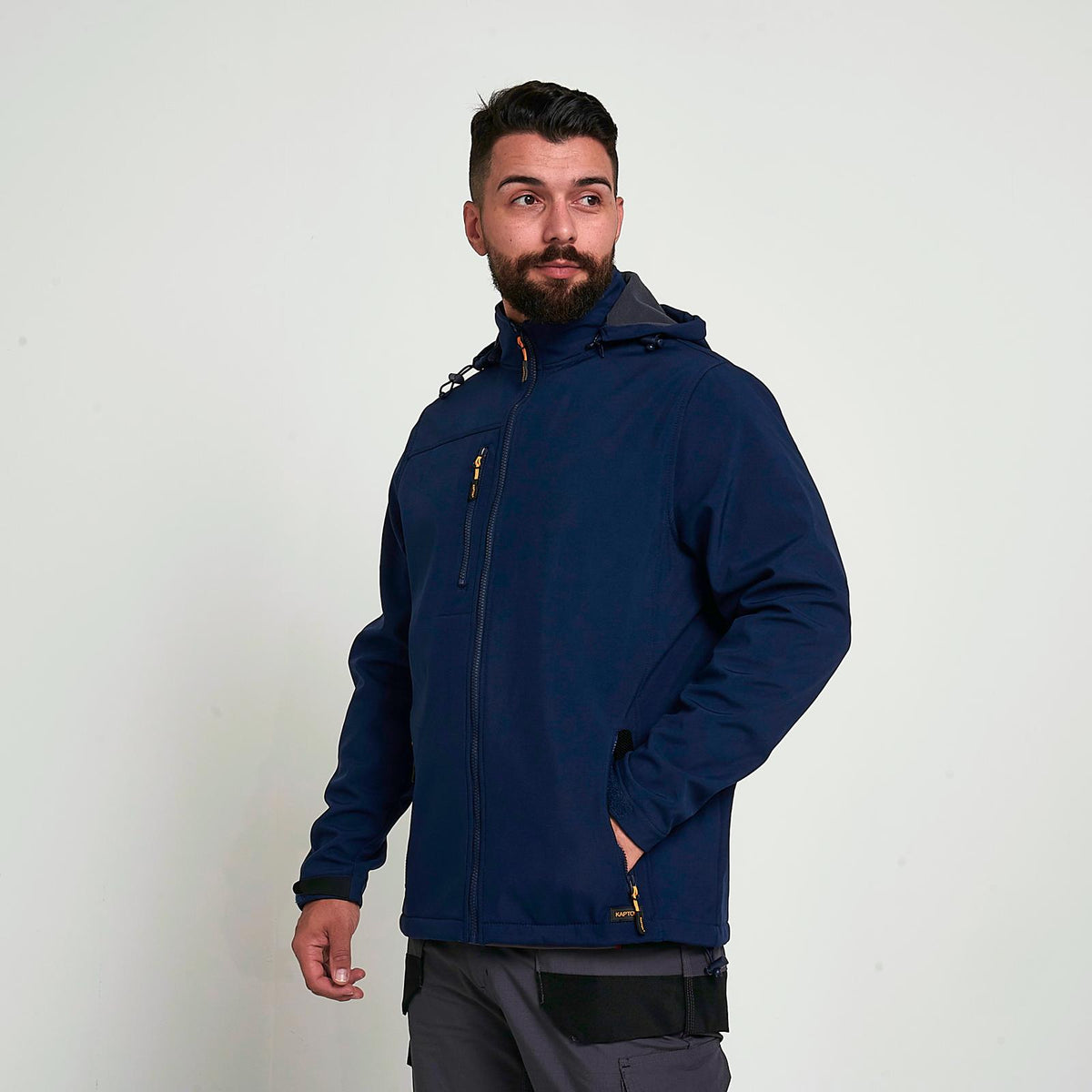 Men’s Hooded Softshell Jacket – Full Zip Multi Pocket Outdoor Coat