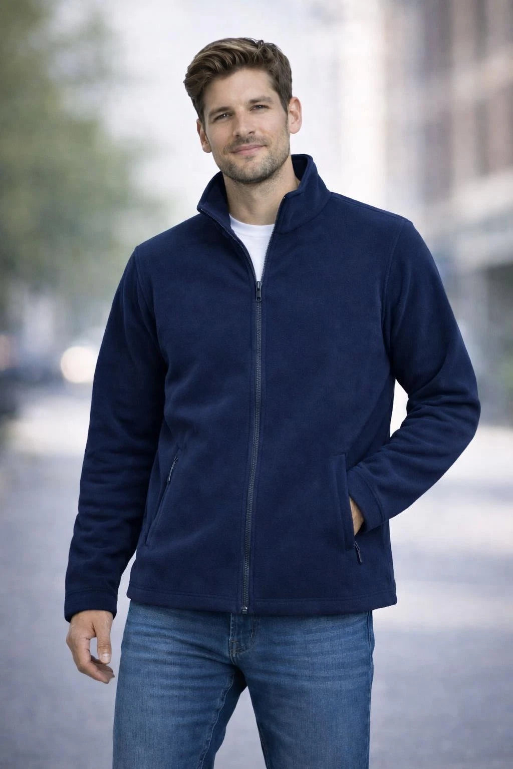 Men's Full Zip Fleece Jacket | Classic Warm Polar Fleece Coat Work Casual Multi Colors
