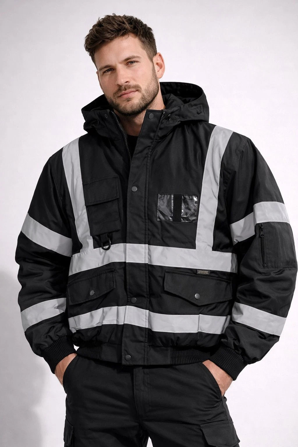 Hi Viz High Visibility Bomber Jacket Waterproof | Reflective Safety Workwear Security Coat