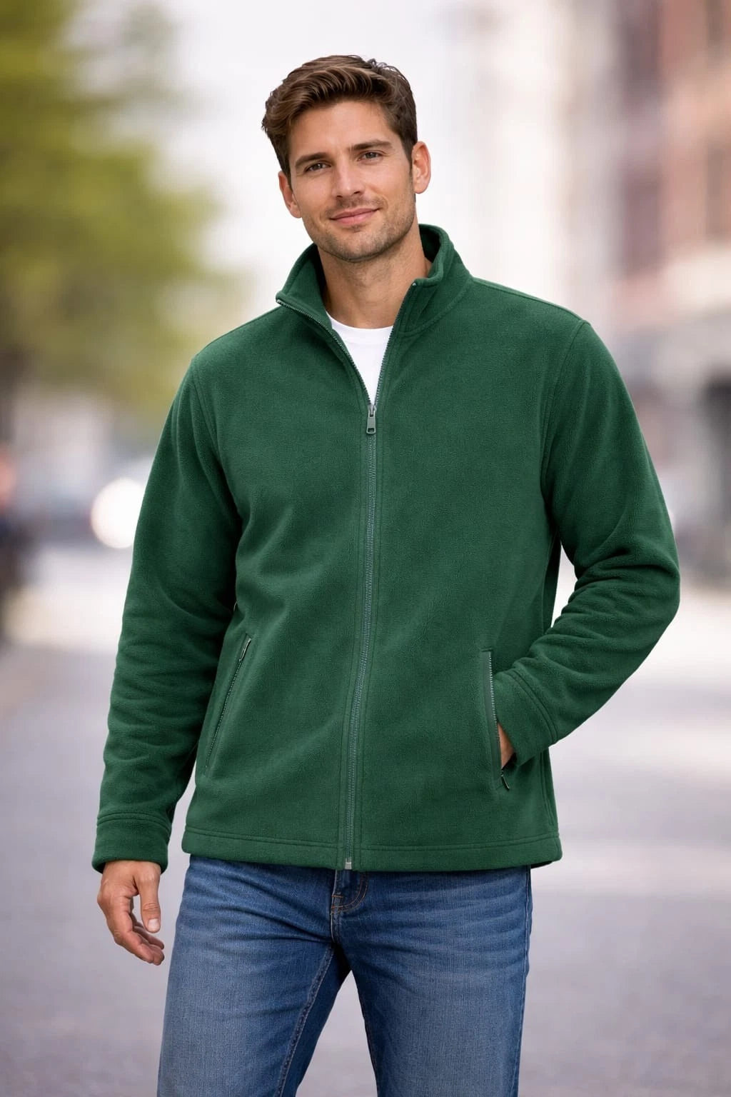 Men's Full Zip Fleece Jacket | Classic Warm Polar Fleece Coat Work Casual Multi Colors