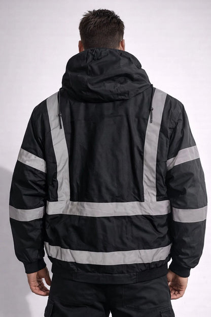 Hi Viz High Visibility Bomber Jacket Waterproof | Reflective Safety Workwear Security Coat